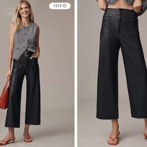 The Colette Faux Leather Crop Wide-Leg Pants by Maeve